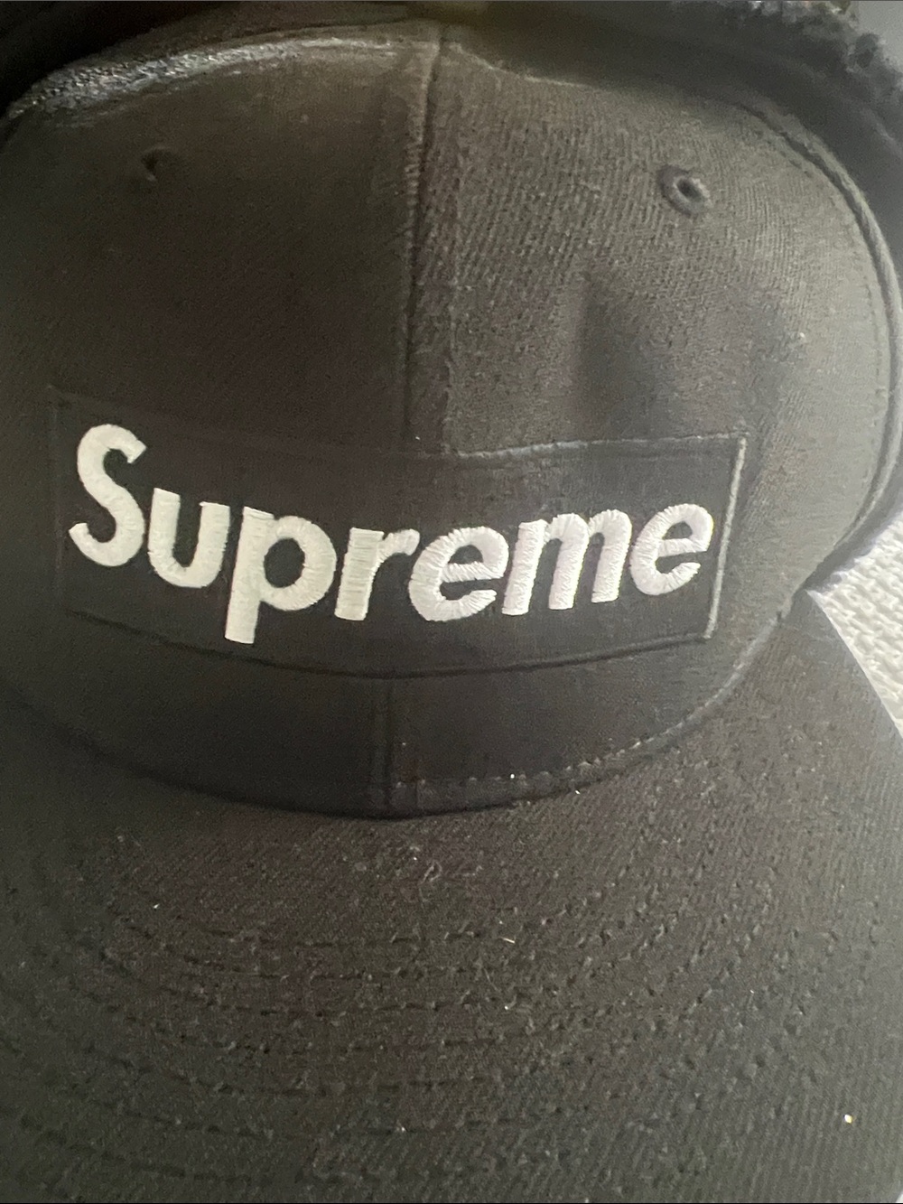 Supreme Two-Tone Fitted Cap in Black and Gray